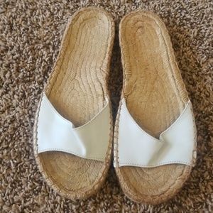 White leather espadrille sandals